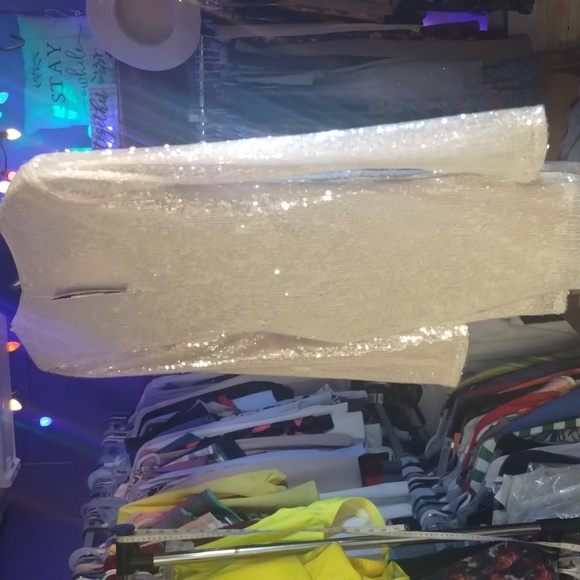 Off White Sequin Long Sleeve Dress - Picture 4 of 4